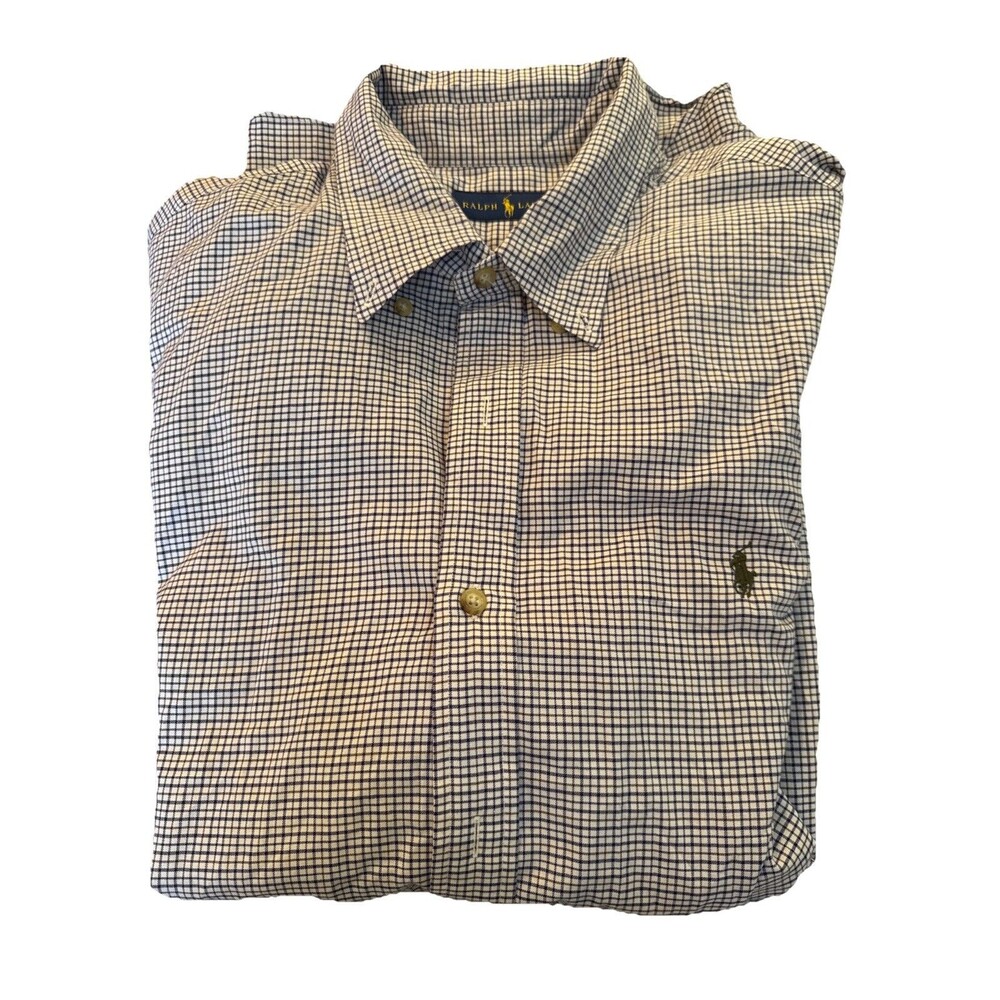 Polo Ralph Lauren Oxford Shirt Mens XL Purple/Green Plaid Pony